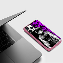 Чехол iPhone 11 Pro матовый Маки Зенин и фиолетовый огонь - Магическая битва, цвет: 3D-малиновый — фото 2