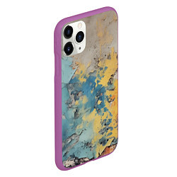 Чехол iPhone 11 Pro матовый Гранжевая стена с краской, цвет: 3D-фиолетовый — фото 2