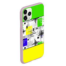 Чехол iPhone 11 Pro матовый Узор из полос желтого и зеленого цвета, цвет: 3D-розовый — фото 2
