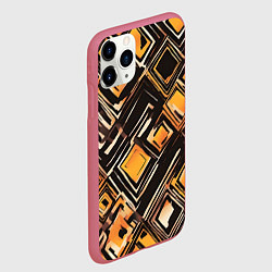 Чехол iPhone 11 Pro матовый Жёлтые ромбы и линии, цвет: 3D-малиновый — фото 2