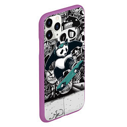 Чехол iPhone 11 Pro матовый Скейтбордист панда на фоне граффити, цвет: 3D-фиолетовый — фото 2