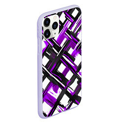 Чехол iPhone 11 Pro матовый Фиолетовые и чёрные мазки, цвет: 3D-светло-сиреневый — фото 2