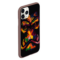 Чехол iPhone 11 Pro матовый Морда гориллы поп-арт, цвет: 3D-коричневый — фото 2
