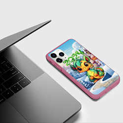 Чехол iPhone 11 Pro матовый Крошечный дракон зимы, цвет: 3D-малиновый — фото 2