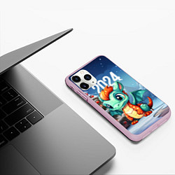Чехол iPhone 11 Pro матовый Милый новогодний дракон 2024, цвет: 3D-розовый — фото 2