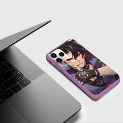 Чехол iPhone 11 Pro матовый Genshin Impact Ризли, цвет: 3D-фиолетовый — фото 2
