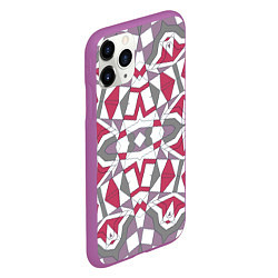 Чехол iPhone 11 Pro матовый Геометрический узор красно серый, цвет: 3D-фиолетовый — фото 2