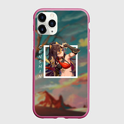 Чехол iPhone 11 Pro матовый Дэхья на фоне природы, цвет: 3D-малиновый