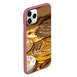 Чехол iPhone 11 Pro матовый Виртуальные монеты, цвет: 3D-малиновый — фото 2