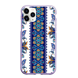 Чехол iPhone 11 Pro матовый Цветочный этнический орнамент, цвет: 3D-светло-сиреневый