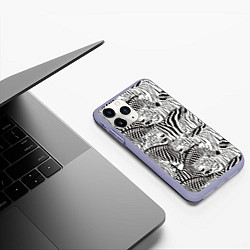 Чехол iPhone 11 Pro матовый Зебры и тигры, цвет: 3D-светло-сиреневый — фото 2