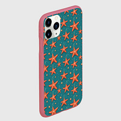 Чехол iPhone 11 Pro матовый Морские звезды тоже хотят на ёлку, цвет: 3D-малиновый — фото 2