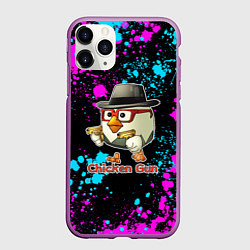 Чехол iPhone 11 Pro матовый Chicken gun - neon, цвет: 3D-фиолетовый