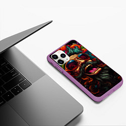 Чехол iPhone 11 Pro матовый Дед мороз хиппи, цвет: 3D-фиолетовый — фото 2