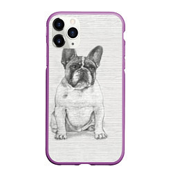 Чехол iPhone 11 Pro матовый Французский бульдог грустинка, цвет: 3D-фиолетовый