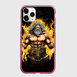 Чехол iPhone 11 Pro матовый Древнегреческий бог молний и грома Зевс, цвет: 3D-малиновый