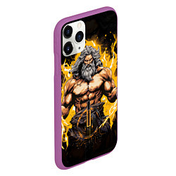 Чехол iPhone 11 Pro матовый Древнегреческий бог молний и грома Зевс, цвет: 3D-фиолетовый — фото 2