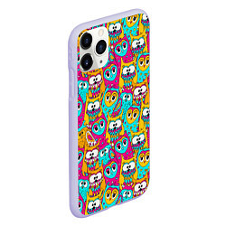 Чехол iPhone 11 Pro матовый Разноцветные совы, цвет: 3D-светло-сиреневый — фото 2