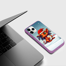 Чехол iPhone 11 Pro матовый Символ нового 2024 года дракон, цвет: 3D-фиолетовый — фото 2