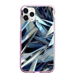 Чехол iPhone 11 Pro матовый Абстрактные осколки голубого цвета, цвет: 3D-розовый