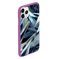 Чехол iPhone 11 Pro матовый Абстрактные осколки голубого цвета, цвет: 3D-фиолетовый — фото 2