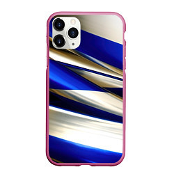 Чехол iPhone 11 Pro матовый Blue white abstract, цвет: 3D-малиновый