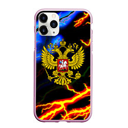Чехол iPhone 11 Pro матовый Россия наша страна герб шторм, цвет: 3D-розовый