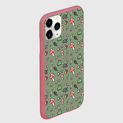 Чехол iPhone 11 Pro матовый Goblincore - паттерн, цвет: 3D-малиновый — фото 2