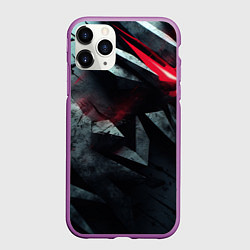 Чехол iPhone 11 Pro матовый Черная металлическая с красной вставкой, цвет: 3D-фиолетовый