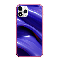 Чехол iPhone 11 Pro матовый Фиолетовые абстрактные волны, цвет: 3D-малиновый