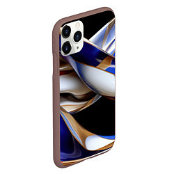 Чехол iPhone 11 Pro матовый Синие и белые волны абстракт, цвет: 3D-коричневый — фото 2