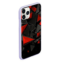 Чехол iPhone 11 Pro матовый Черные и красные треугольные частицы, цвет: 3D-светло-сиреневый — фото 2