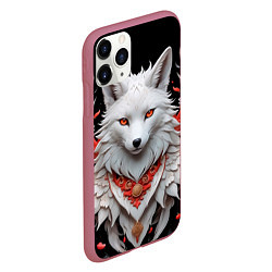 Чехол iPhone 11 Pro матовый Белая лисица - кицунэ, цвет: 3D-малиновый — фото 2