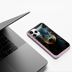Чехол iPhone 11 Pro матовый Волк арт-портрет, цвет: 3D-розовый — фото 2