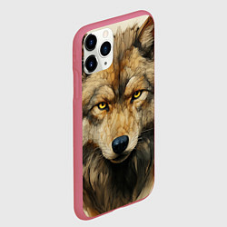 Чехол iPhone 11 Pro матовый Волк в стиле диаграмм Давинчи, цвет: 3D-малиновый — фото 2