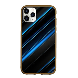 Чехол iPhone 11 Pro матовый Синий узор абстракции, цвет: 3D-коричневый