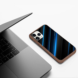 Чехол iPhone 11 Pro матовый Синий узор абстракции, цвет: 3D-коричневый — фото 2