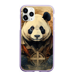 Чехол iPhone 11 Pro матовый Панда арт-портрет, цвет: 3D-светло-сиреневый