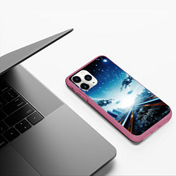 Чехол iPhone 11 Pro матовый Космическая абстракция, цвет: 3D-малиновый — фото 2