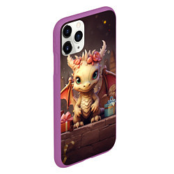 Чехол iPhone 11 Pro матовый Праздничный новогодний дракон, цвет: 3D-фиолетовый — фото 2