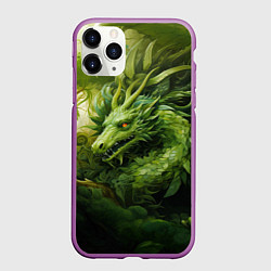 Чехол iPhone 11 Pro матовый Зеленый травяной дракон, цвет: 3D-фиолетовый