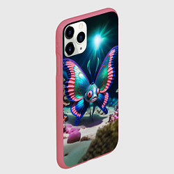 Чехол iPhone 11 Pro матовый Рыба с крыльями бабочки, цвет: 3D-малиновый — фото 2