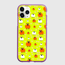 Чехол iPhone 11 Pro матовый Стадо овец в поле, цвет: 3D-фиолетовый