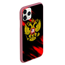 Чехол iPhone 11 Pro матовый Герб РФ патриотический краски, цвет: 3D-малиновый — фото 2