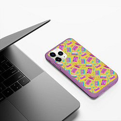 Чехол iPhone 11 Pro матовый Магнитофонные кассеты, цвет: 3D-фиолетовый — фото 2