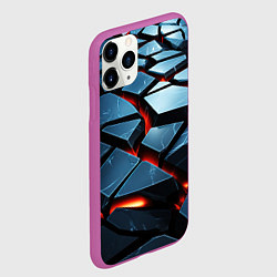 Чехол iPhone 11 Pro матовый Абстрактные плиты с оранжевым светом, цвет: 3D-фиолетовый — фото 2
