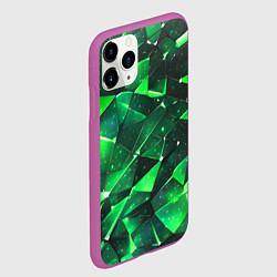 Чехол iPhone 11 Pro матовый Зелёное разбитое стекло, цвет: 3D-фиолетовый — фото 2
