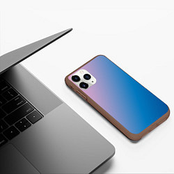 Чехол iPhone 11 Pro матовый Розово-синий диагональный градиент, цвет: 3D-коричневый — фото 2