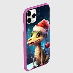 Чехол iPhone 11 Pro матовый Дракон в новогодней шапочке, цвет: 3D-фиолетовый — фото 2
