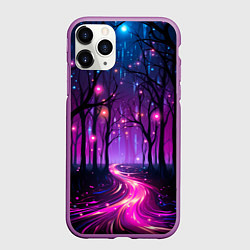 Чехол iPhone 11 Pro матовый Неоновая река, цвет: 3D-фиолетовый